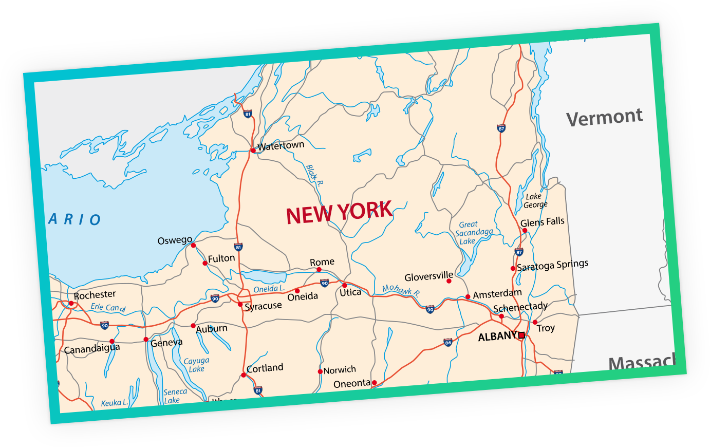 Map of New York, USA