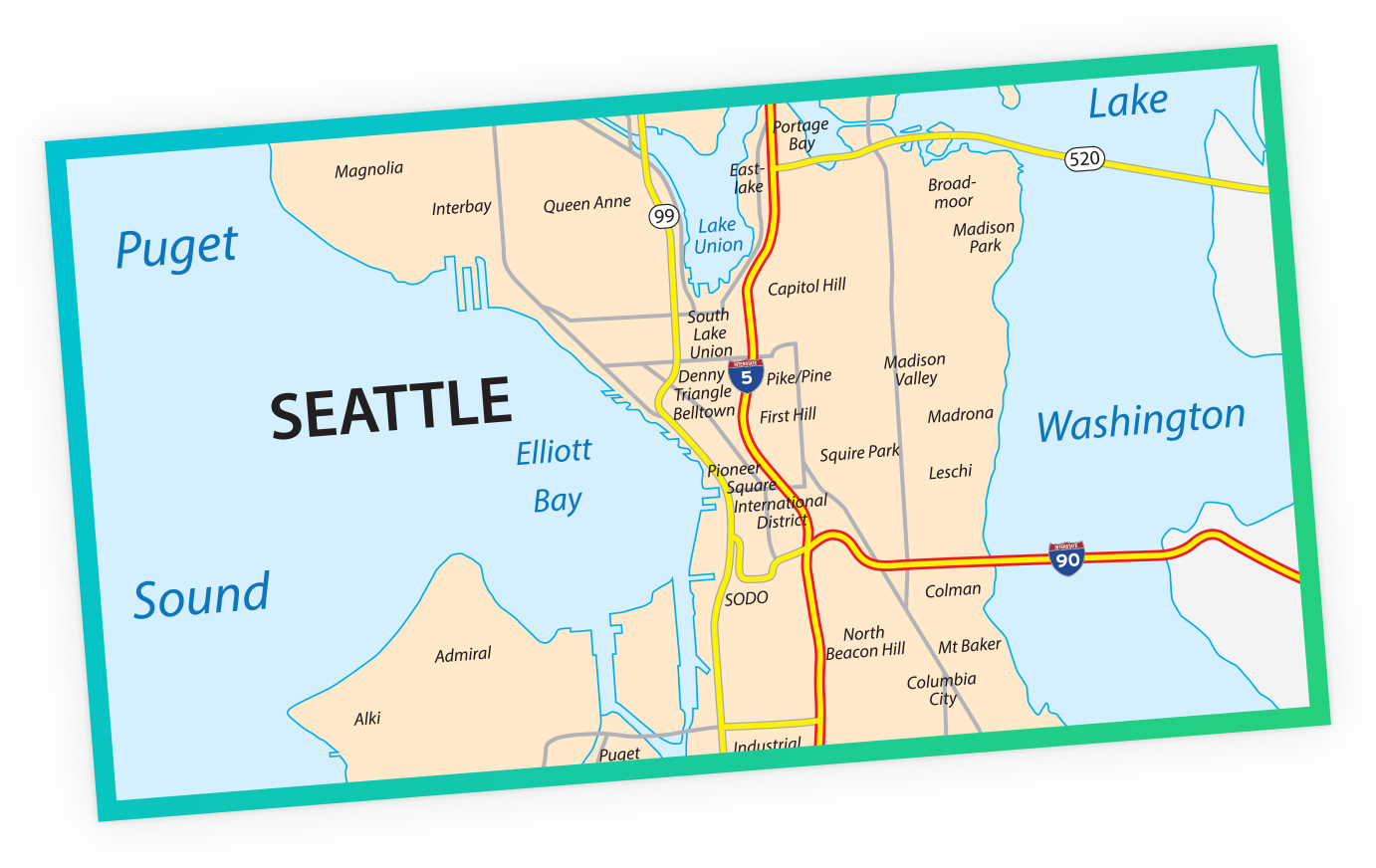 Map of Seattle, USA