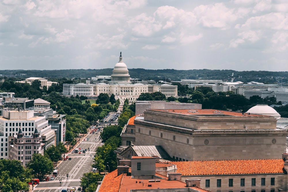 aerial view of washington dc